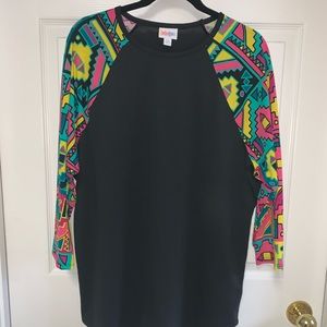 Like New 2XL LULAROE Randy, Black with Aztec arms